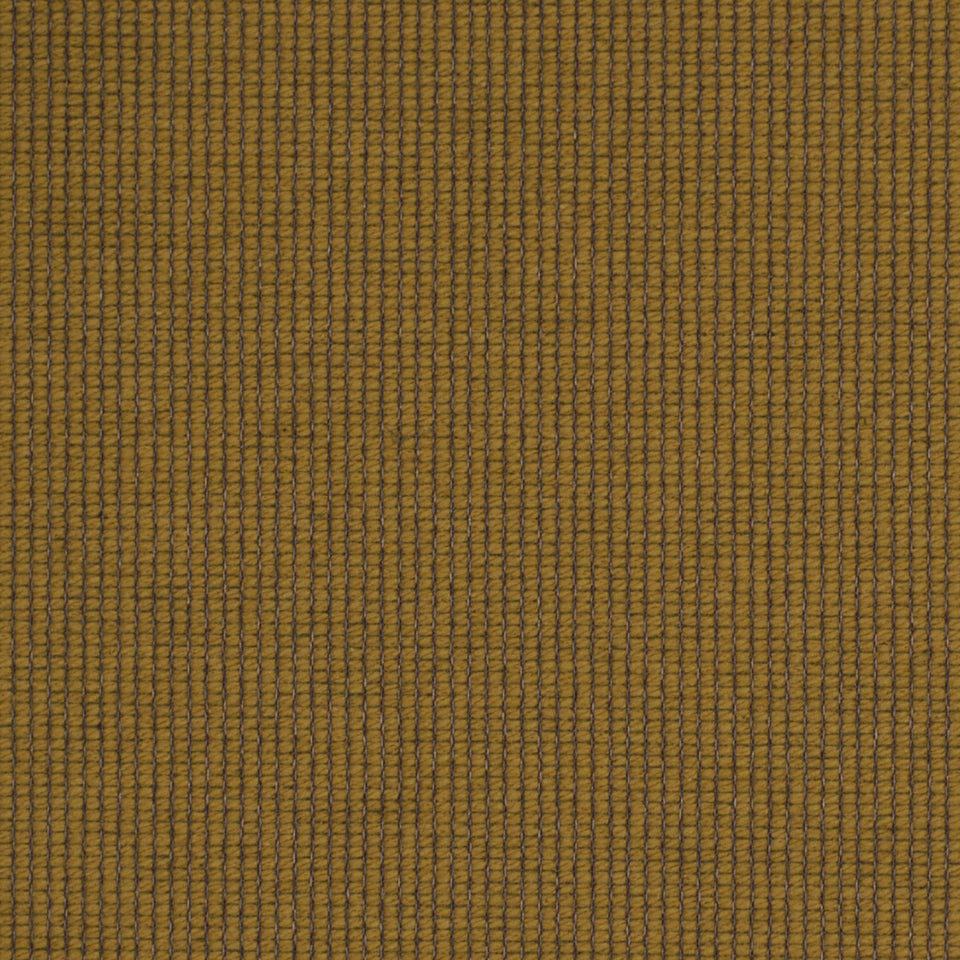 Close-up of camel-colored ribbed fabric with narrow dark vertical stripes.