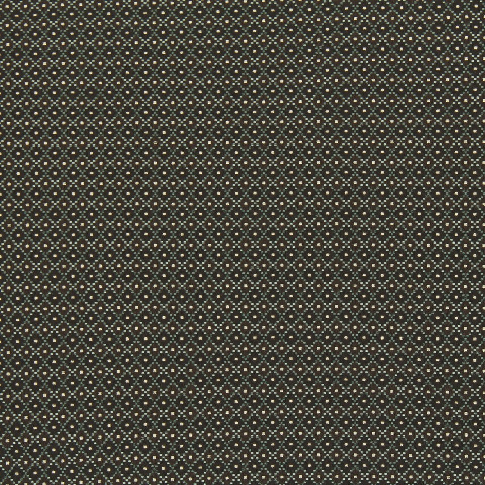 Dark brown upholstery fabric with a cream dotted box pattern.