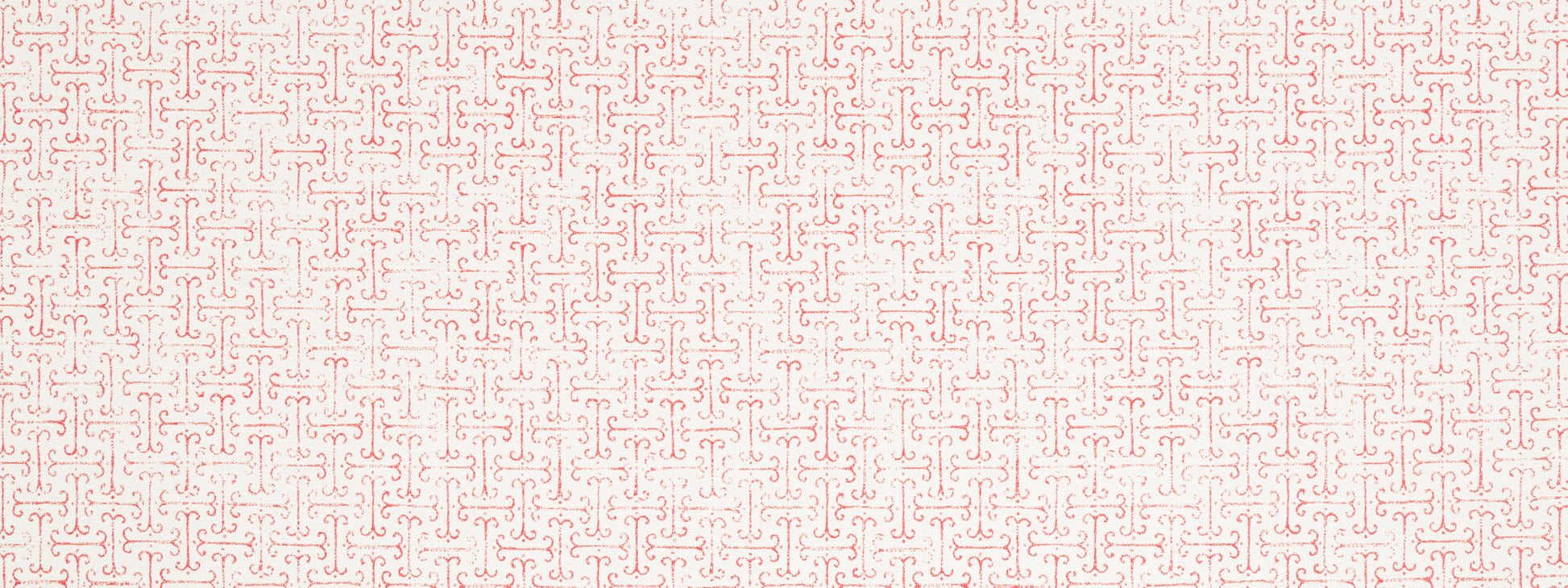 Soft pink lattice motif on cream backdrop; delicate damask-inspired upholstery fabric pattern.