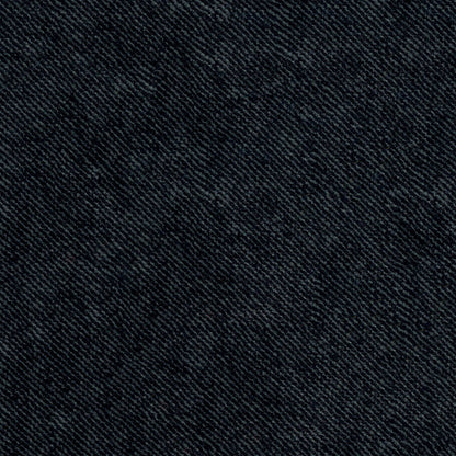 Close-up of dark indigo denim fabric with visible diagonal weave, casual sturdy material.
