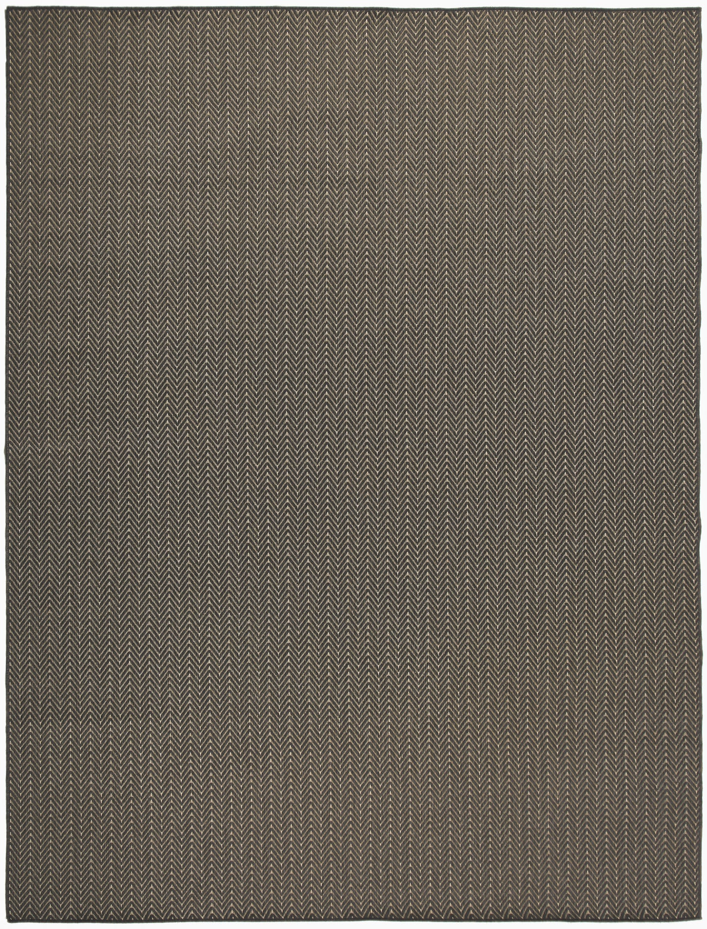 Brown and beige herringbone woven rug, rectangular, textured floor covering for living room.