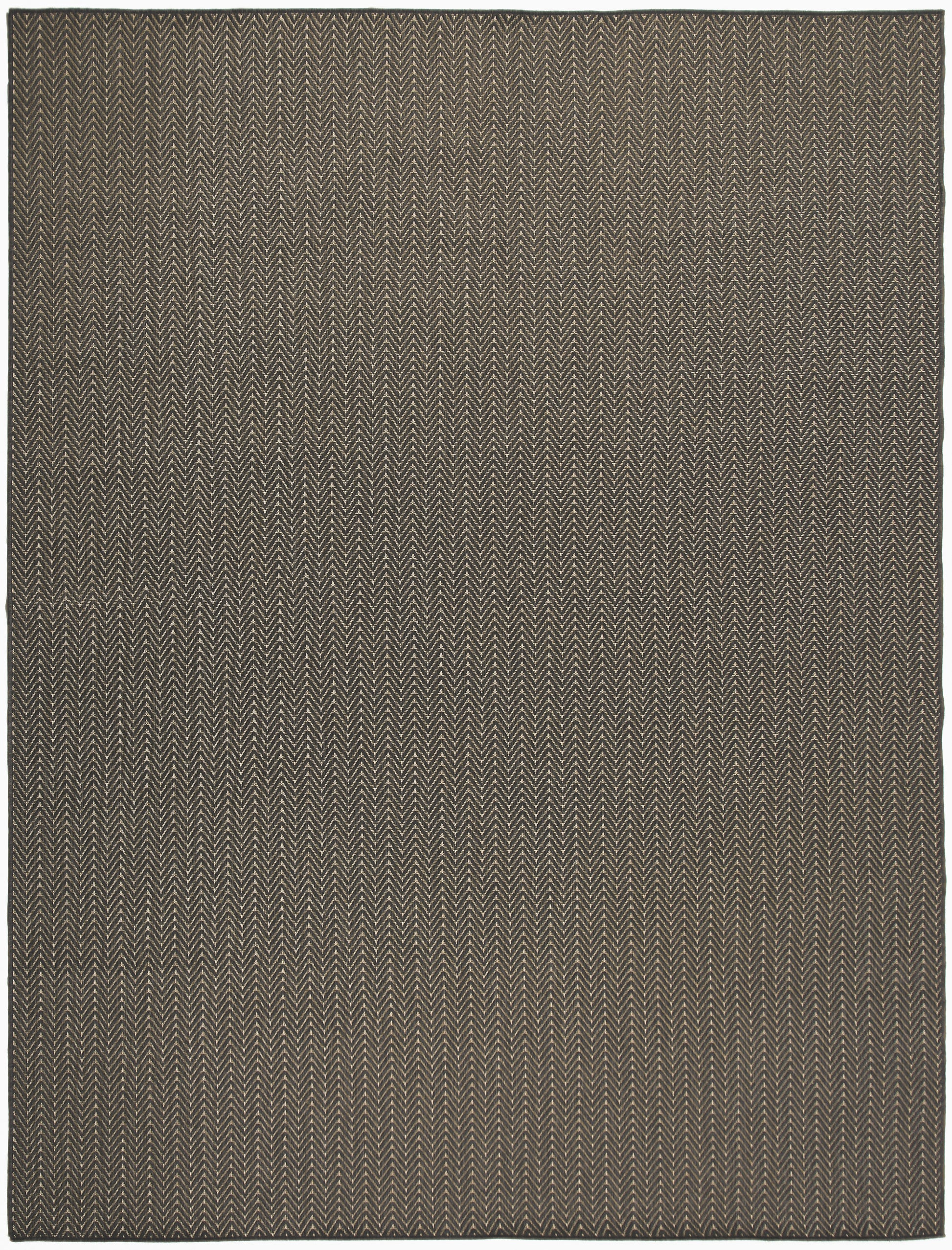 Brown and beige herringbone woven rug, rectangular, textured floor covering for living room.