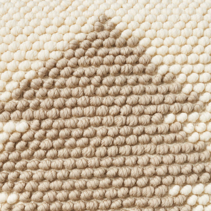 Chunky looped rug, 20 x 20 inches, ivory beige; soft, textured woven pile with a cozy living-room look.