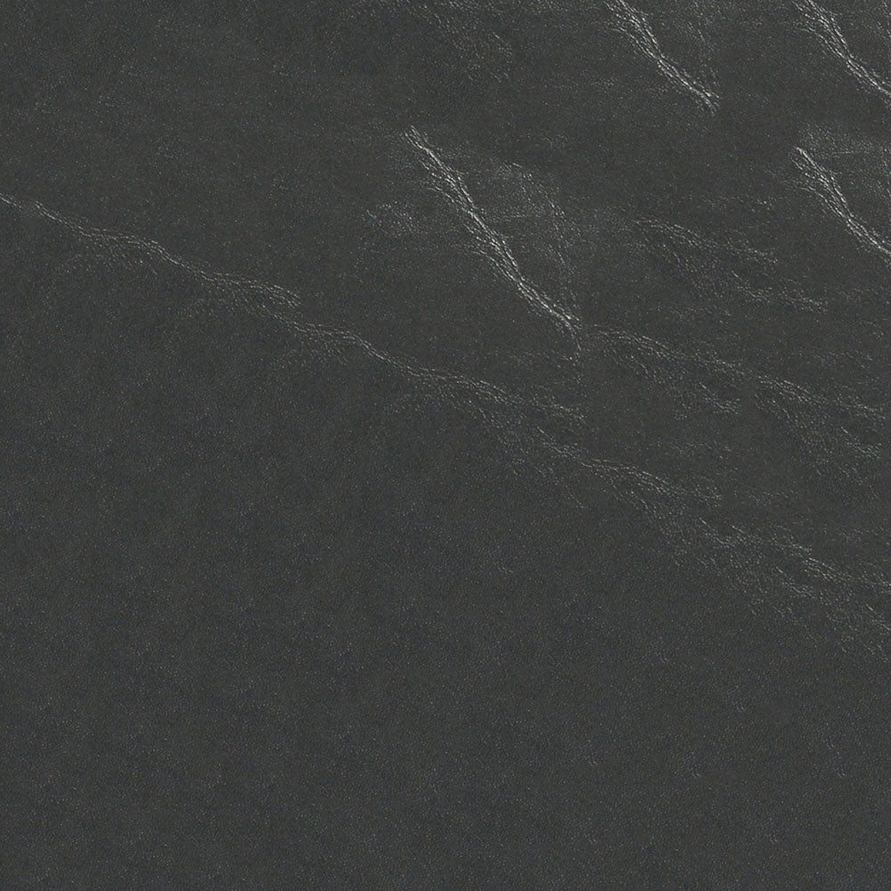 Dark charcoal leather texture with subtle grain and glossy highlights.