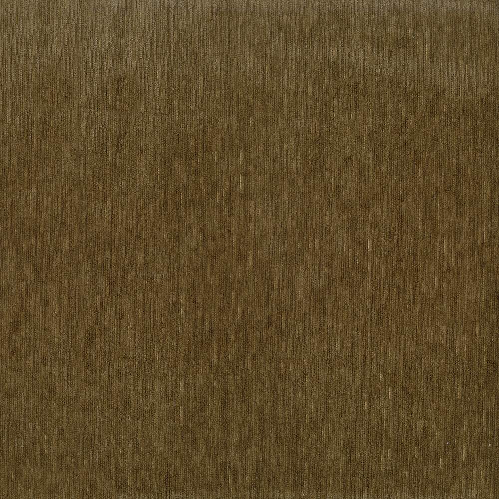Olive-brown corduroy-like fabric with subtle vertical ridges for upholstery or apparel.