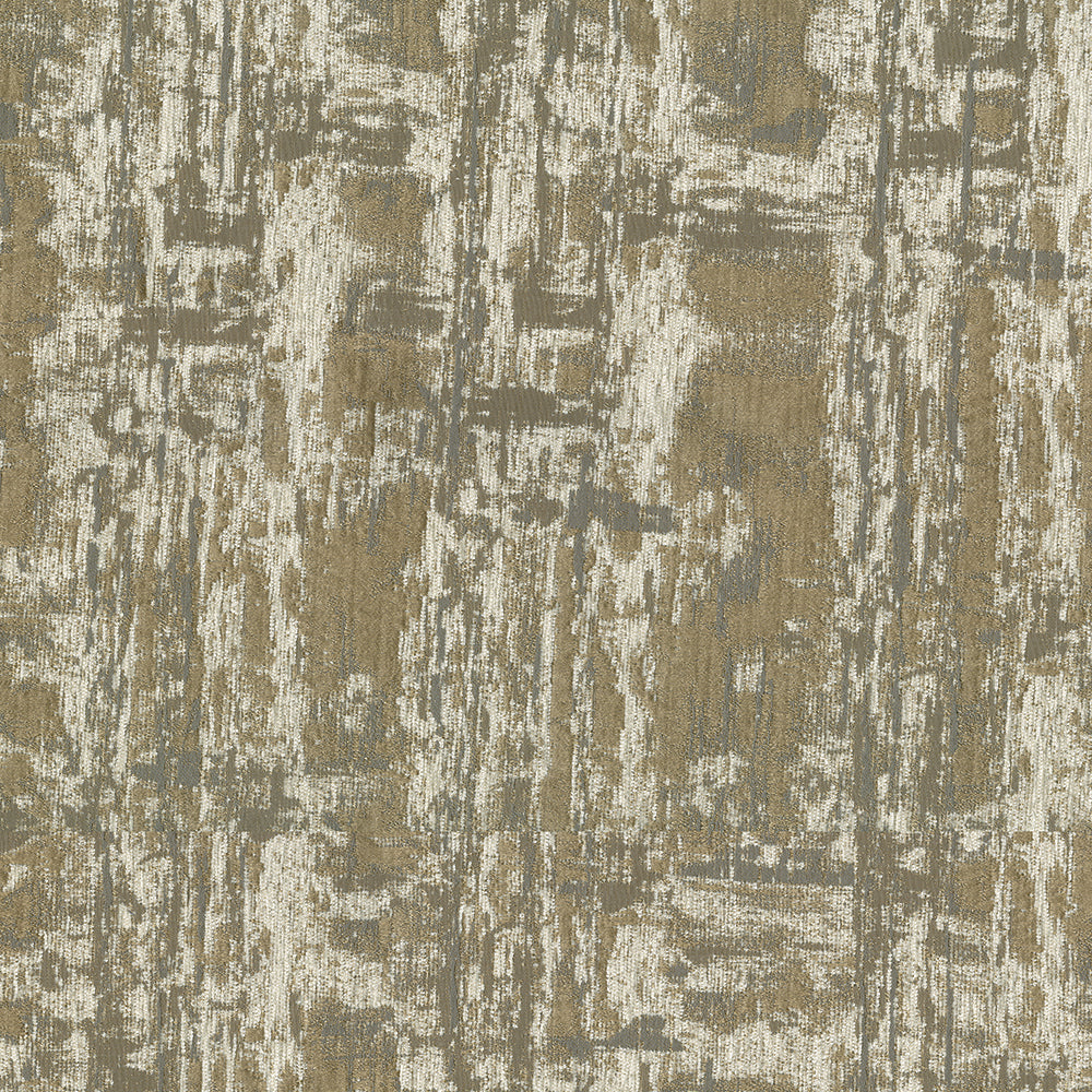 Distressed abstract beige, taupe and gray pattern on hemp fabric; woven textile.