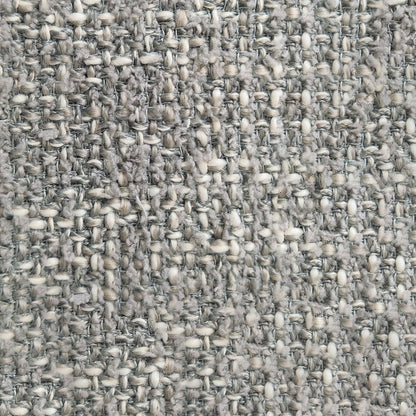 Gray stucco woven textured jacquard upholstery fabric by NJ-Maker, showing detailed weave and neutral gray tone suitable for upholstery, decorative pillows, drapery, and modern interior design projects.