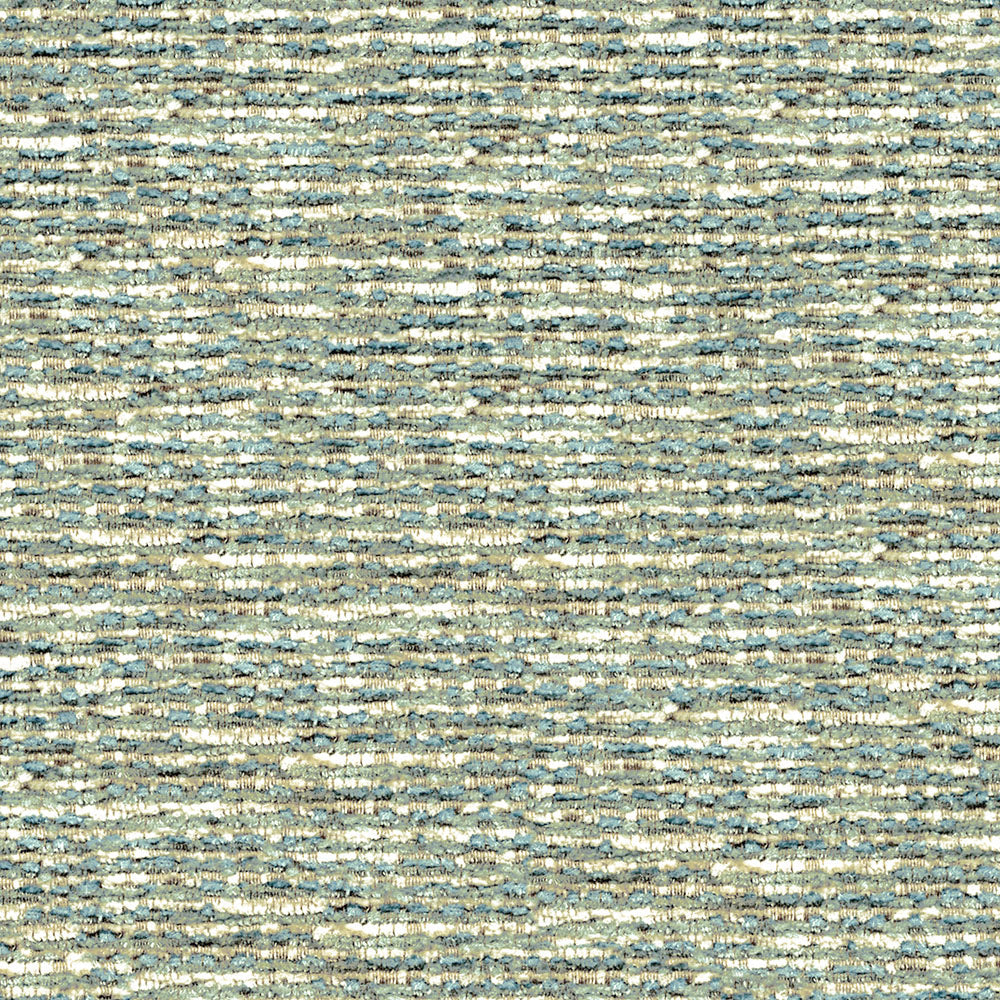 Close-up of a blue-gray woven fabric texture with cream and taupe speckles.