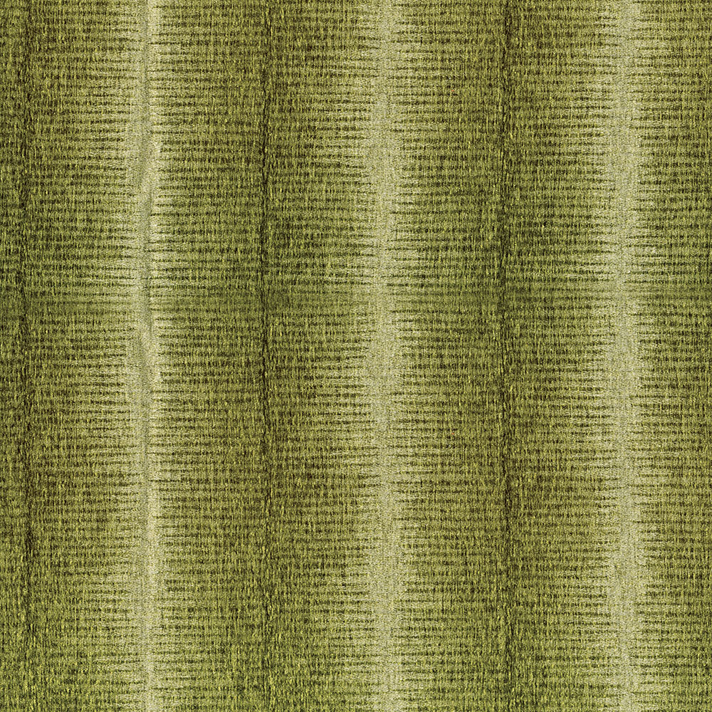 Olive green textured woven fabric with vertical ridges, suitable for curtains or upholstery.
