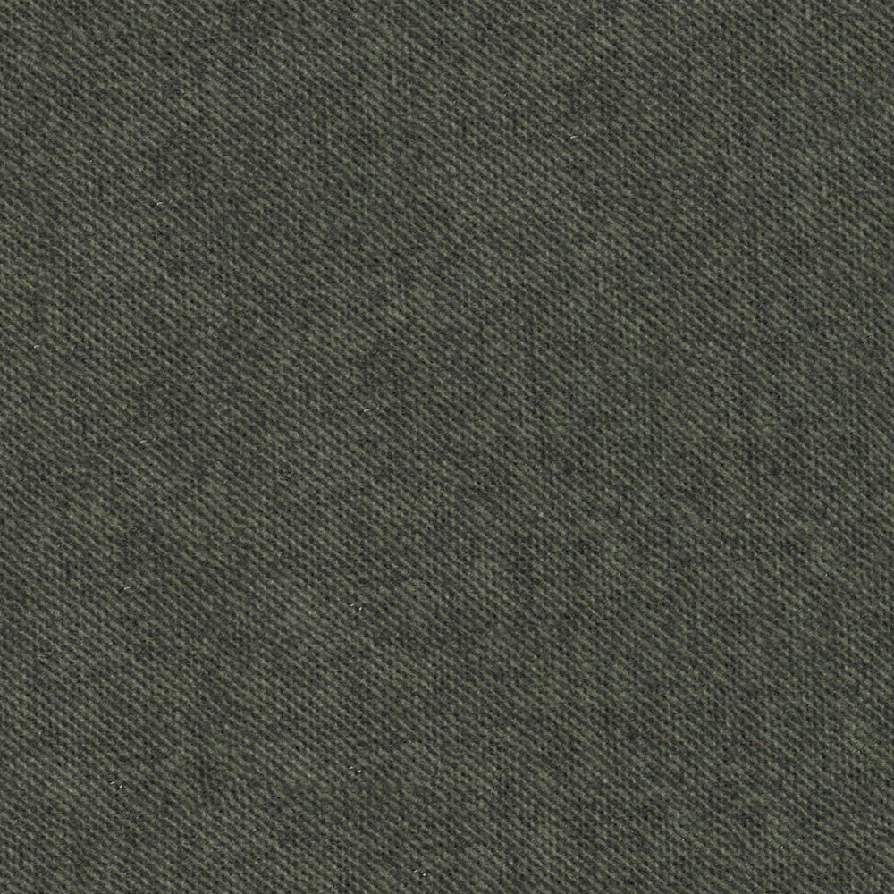 Olive green twill fabric close-up with diagonal weave, denim-like texture.