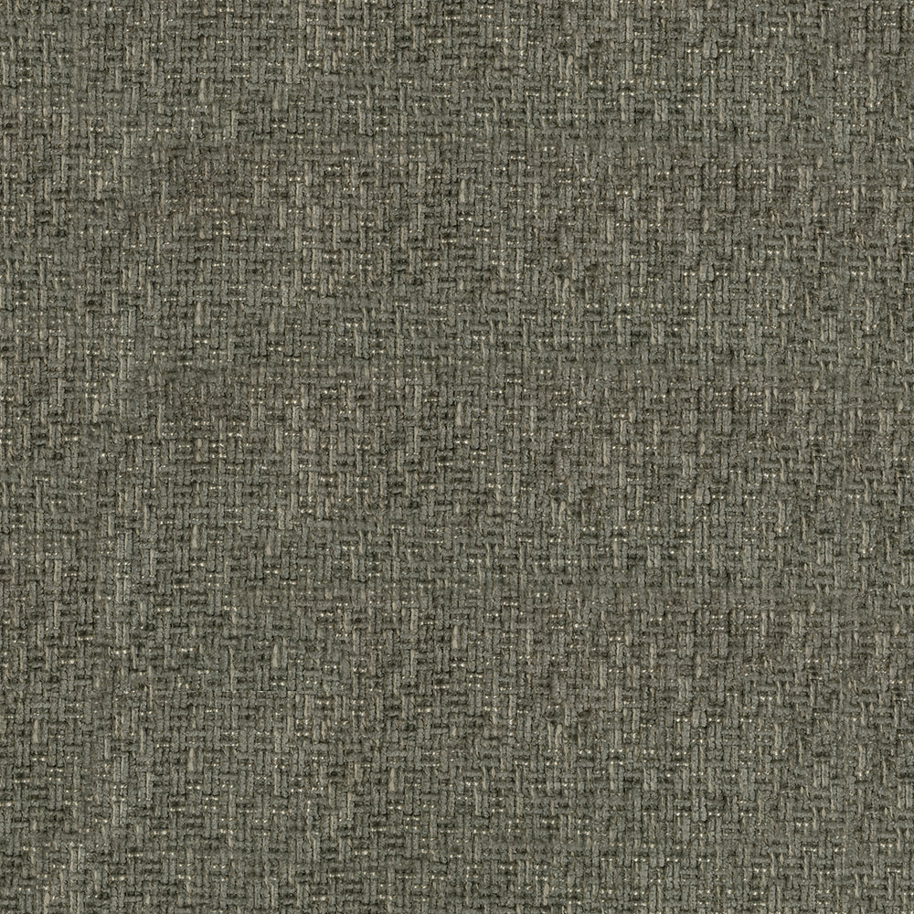 Olive-gray textured woven upholstery fabric with tight basket-weave pattern.