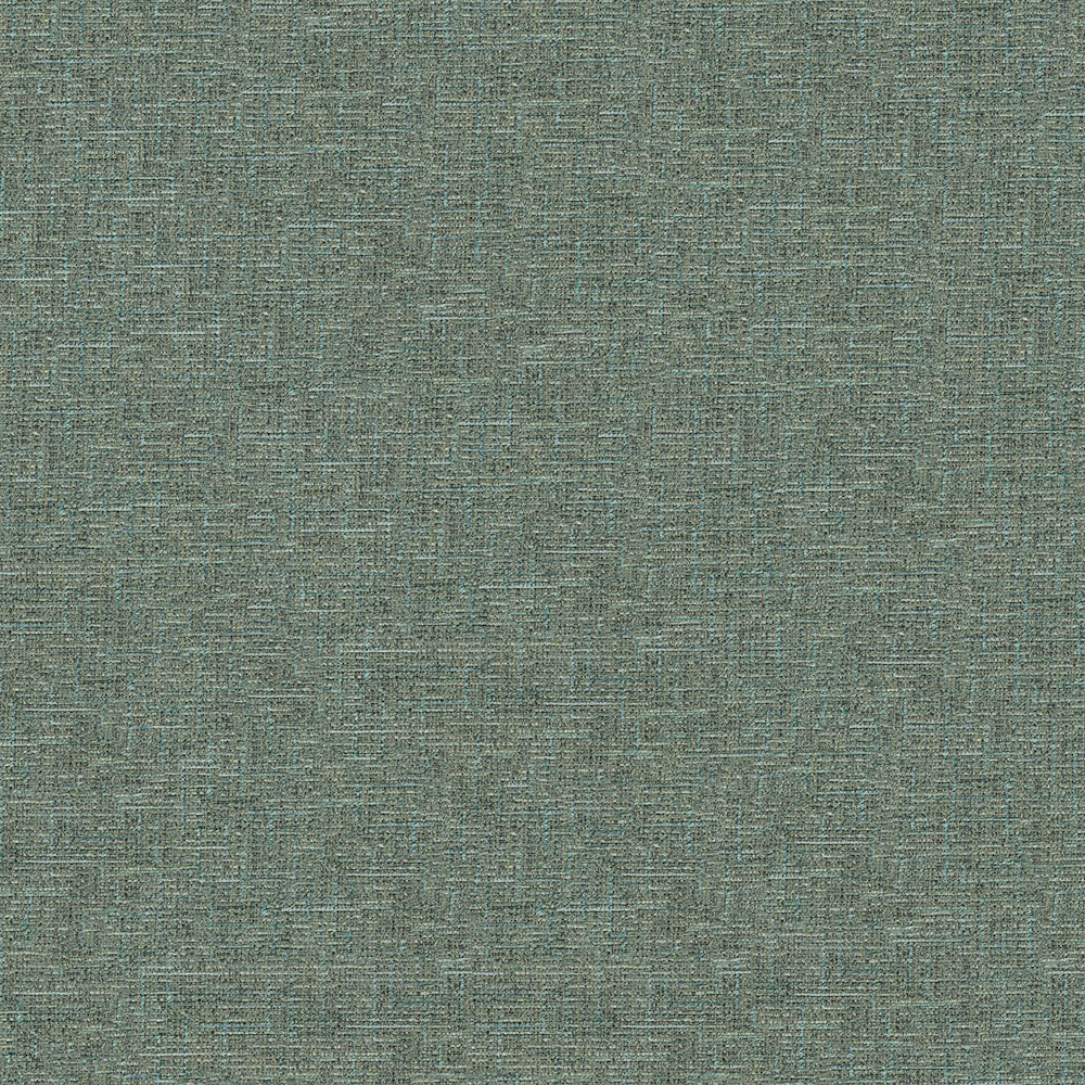 Teal-blue textured woven upholstery fabric with subtle interlacing fibers.