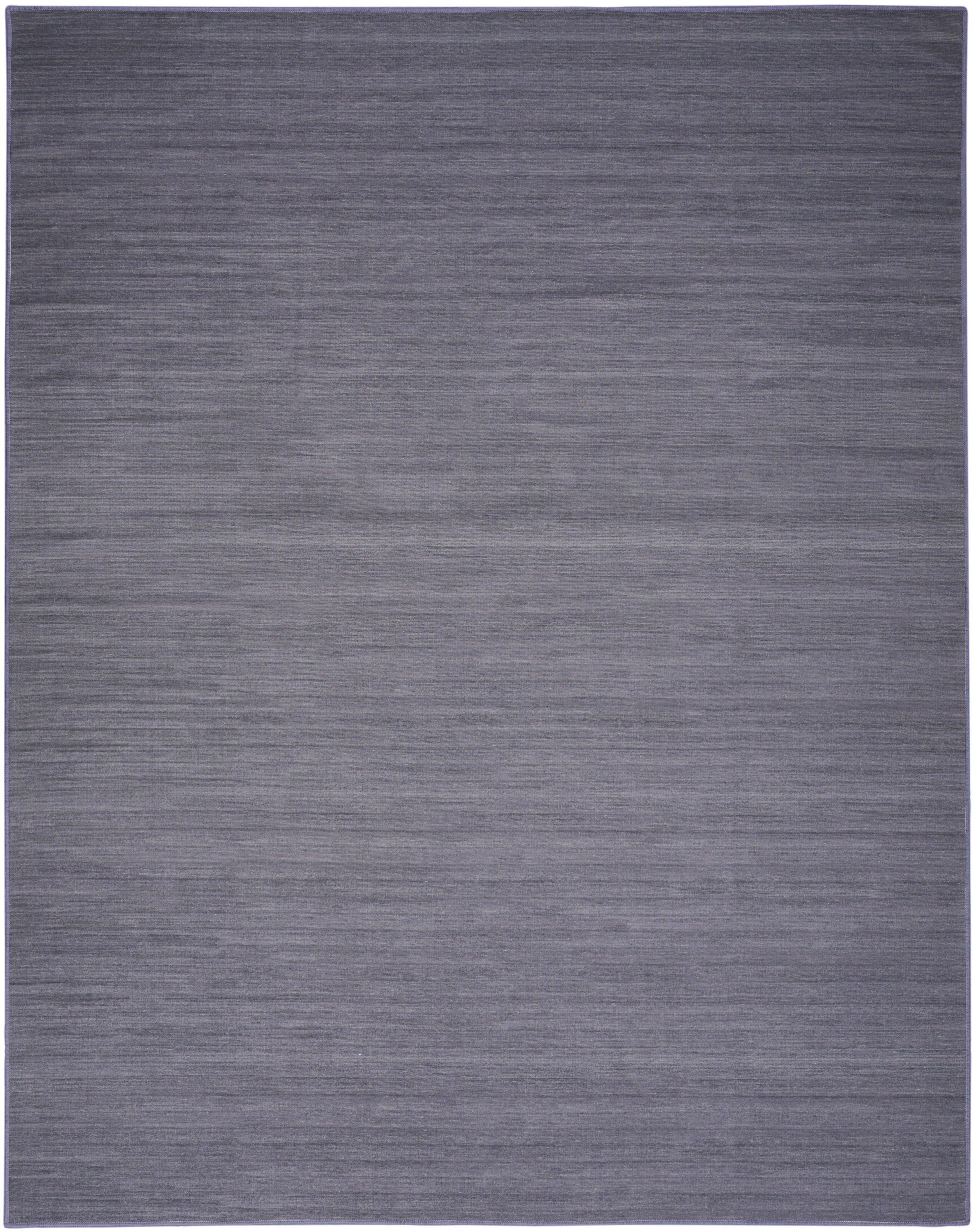 Rectangular dark gray rug with a subtle brushed texture and horizontal weave for a modern minimalist look. 8' x 10'.