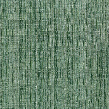 Green woven fabric with narrow vertical stripes; upholstery textile for sofa, chair, or cushions.