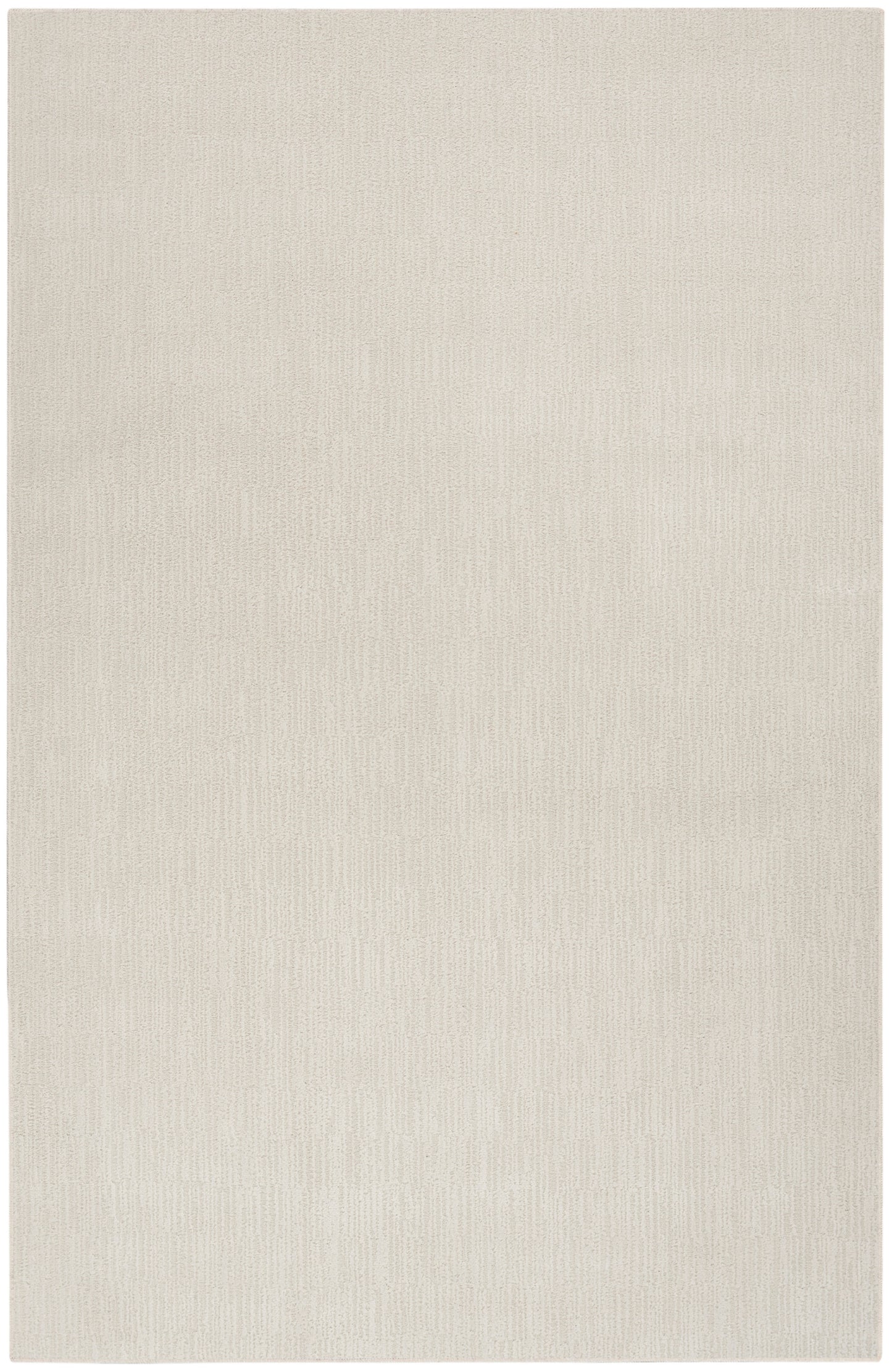 Beige rectangular rug with subtle vertical linen-like weave.