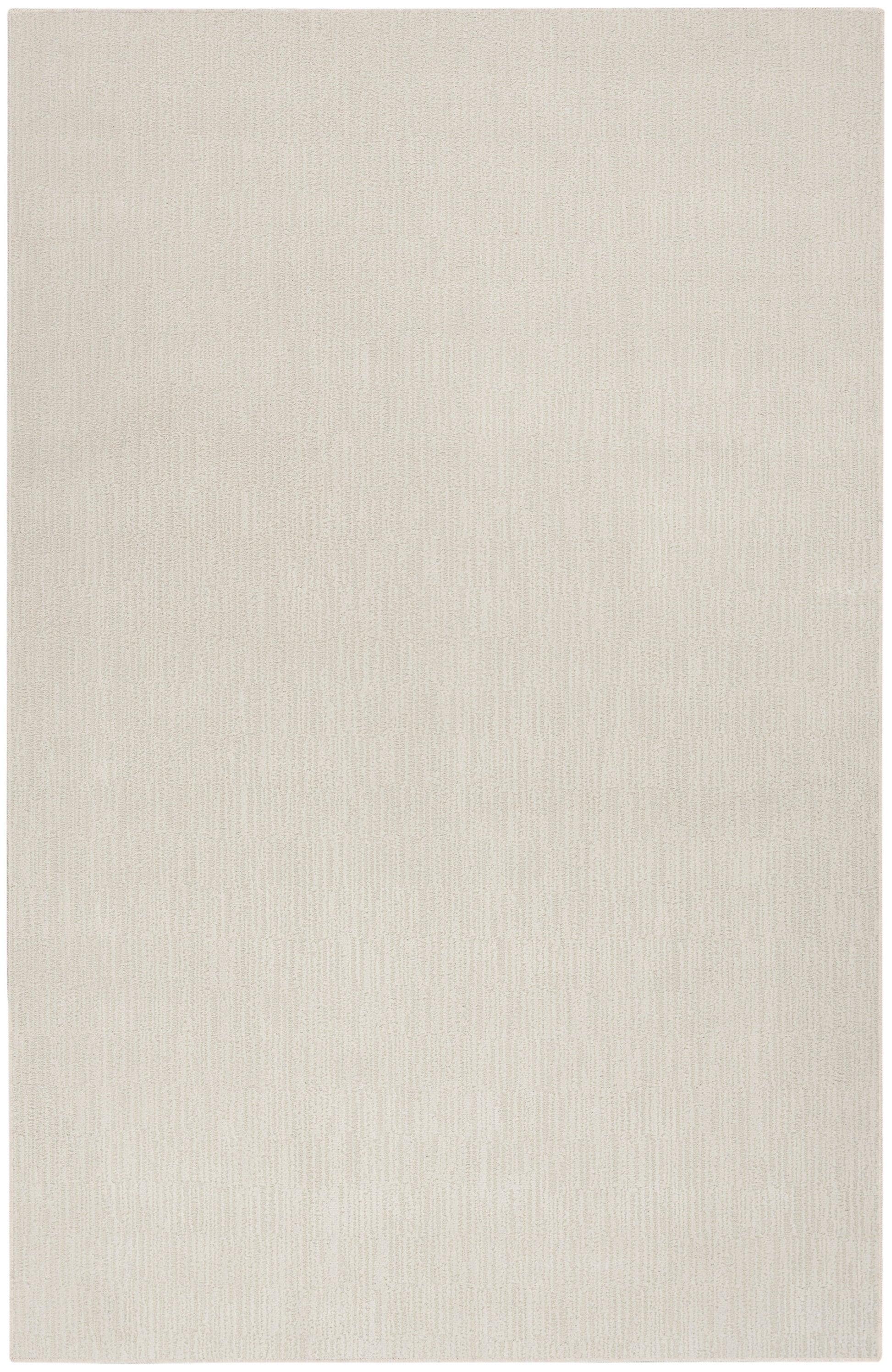 Beige rectangular rug with subtle vertical linen-like weave.