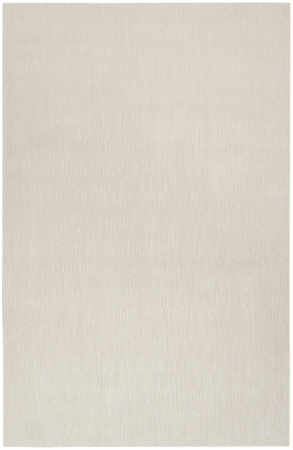 Beige rectangular rug with subtle vertical linen-like weave.