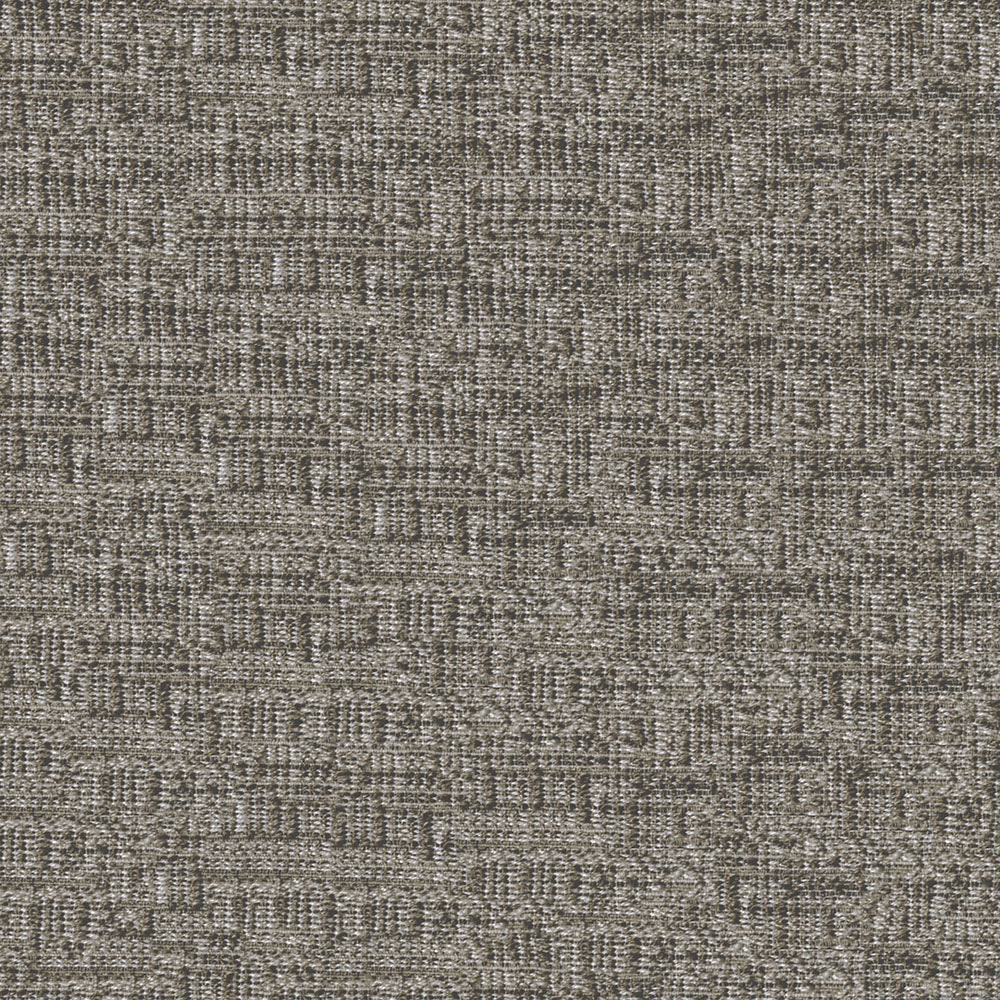 Neutral gray-beige woven upholstery fabric with a subtle geometric grid pattern; versatile for furniture and drapery.