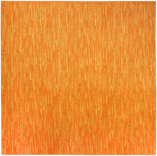 Orange textured outdoor rug with a vertical streak pattern.