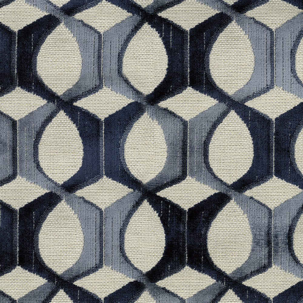NICHOLASJOHN INC NJ-MURAL Indigo Velvet,Geometric   Fabric - NJ25-2343