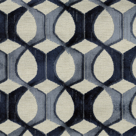 NICHOLASJOHN INC NJ-MURAL Indigo Velvet,Geometric   Fabric - NJ25-2343