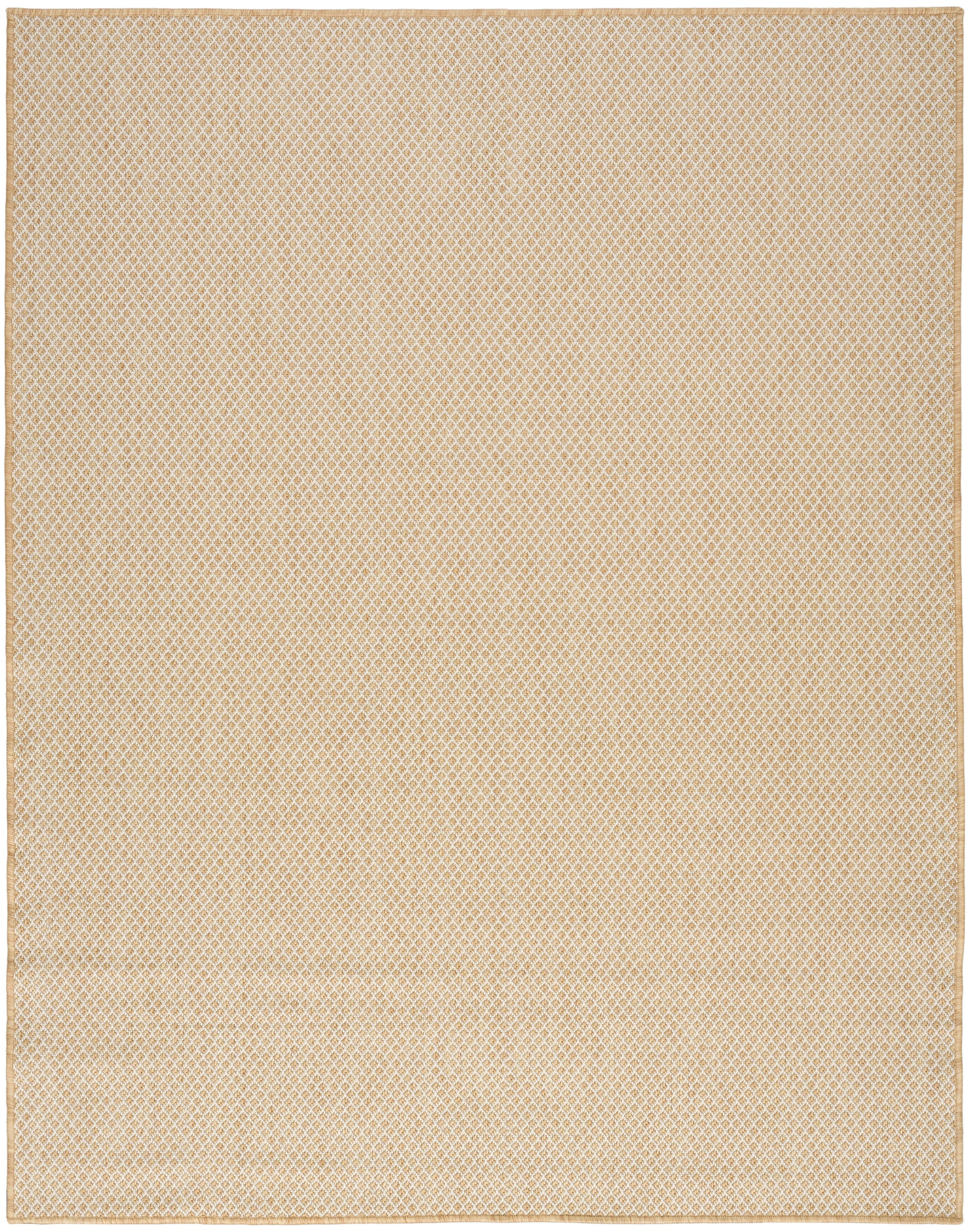 Beige diamond-pattern rug, rectangular, 10' x 14', warm neutral tones and subtle textured look.