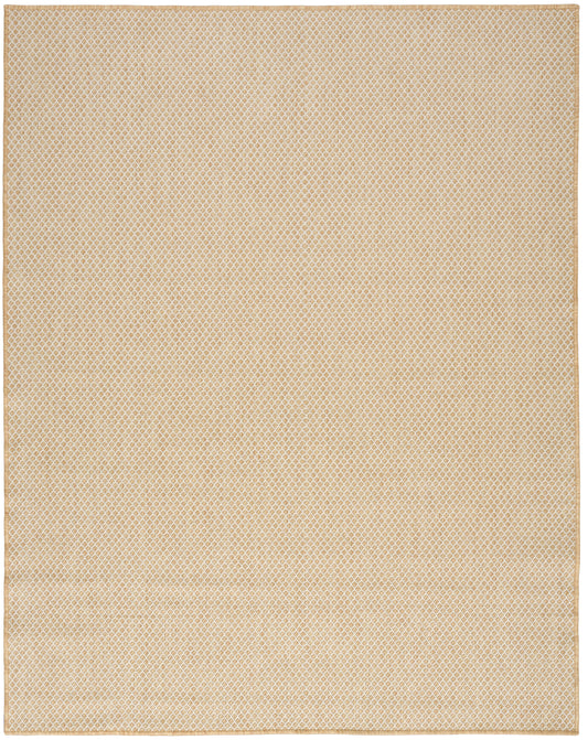 Beige diamond-pattern rug, rectangular, 10' x 14', warm neutral tones and subtle textured look.