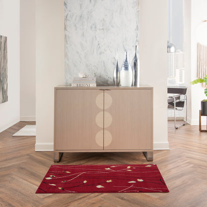 Contemporary red abstract rug.