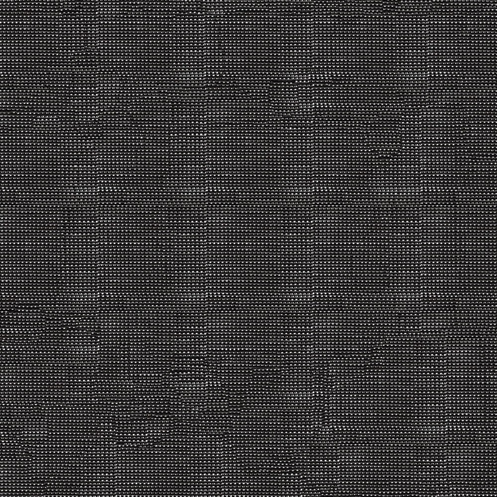 Dark charcoal woven fabric close-up with a subtle grid texture, versatile for upholstery or apparel.