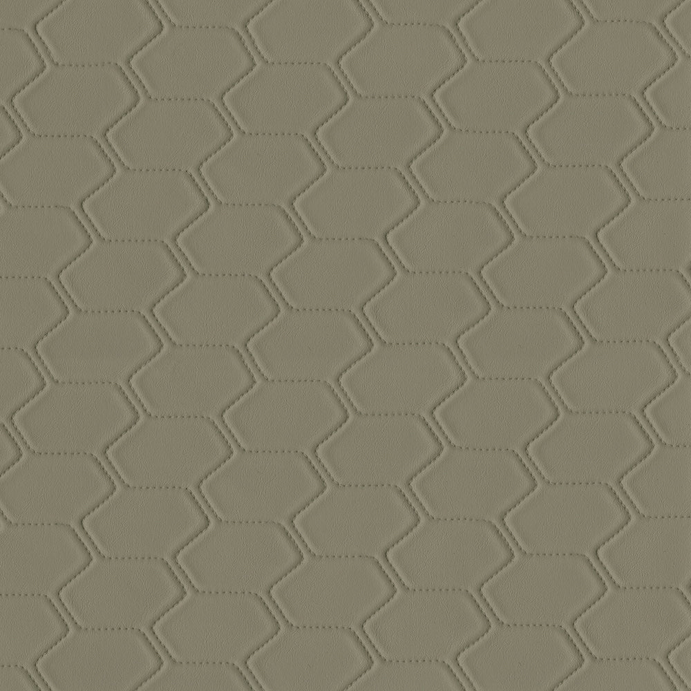 Beige fabric with a quilted hexagon honeycomb pattern and a mushroom-toned geometric texture.