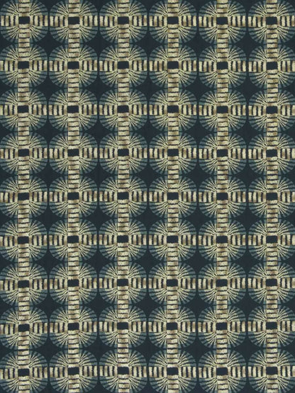 20" Indigo / Blue / Navy / Taupe Cotton Blend (AppliquéEmbroidered Linen Blend Pillow Cover in Clarence House Jimbaran – Indigo Fabric