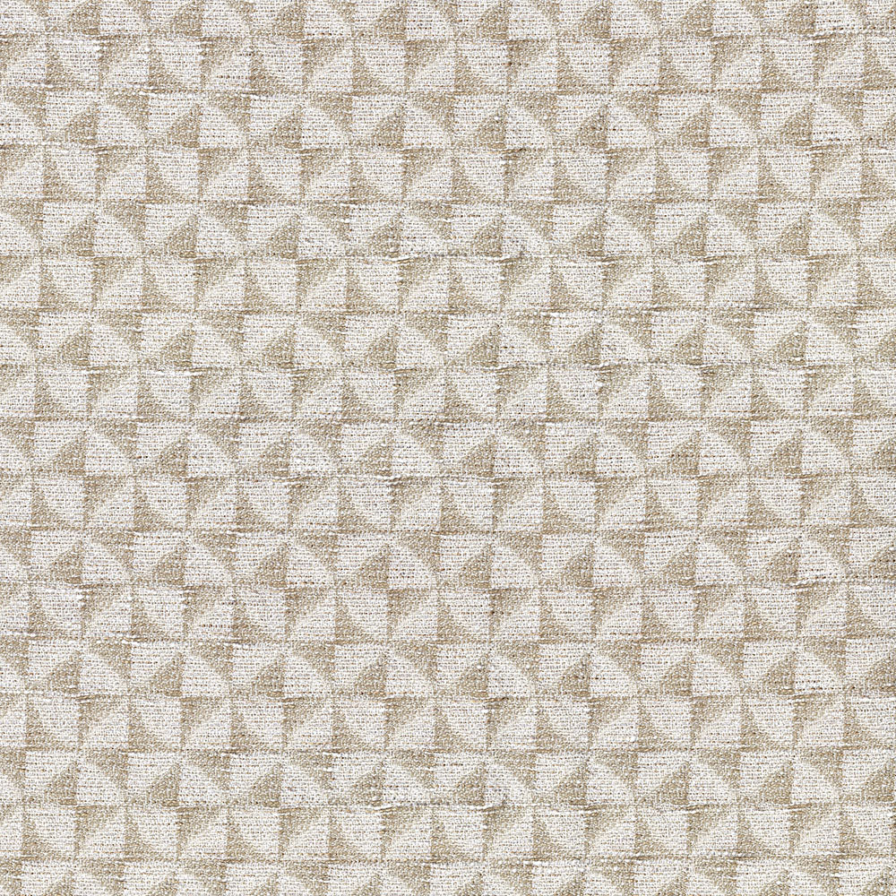 Beige textured fabric with a small raised diamond pattern; linen-like upholstery or apparel material.