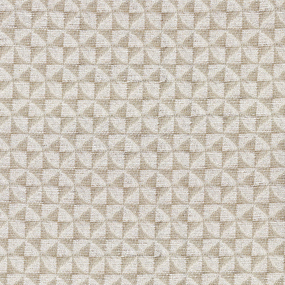 Beige textured fabric with a small raised diamond pattern; linen-like upholstery or apparel material.