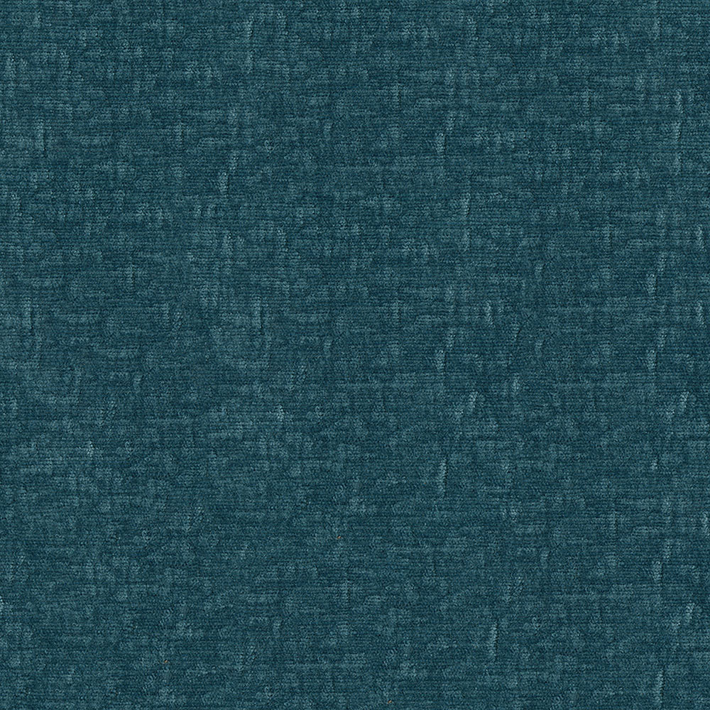 Teal textured fabric close-up with linen-like weave, upholstery-style textile.