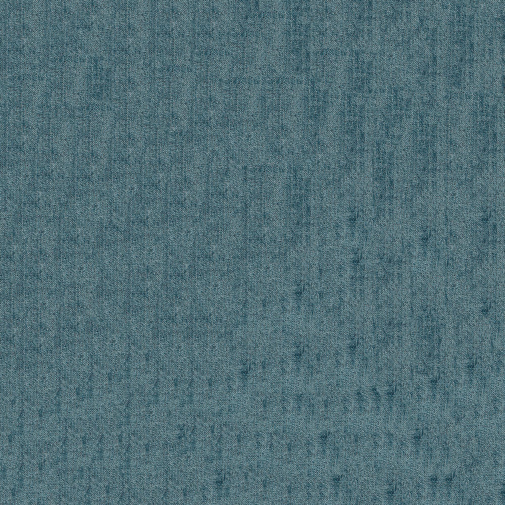 Teal-blue textured fabric swatch with woven, denim-like texture, versatile for upholstery or apparel.