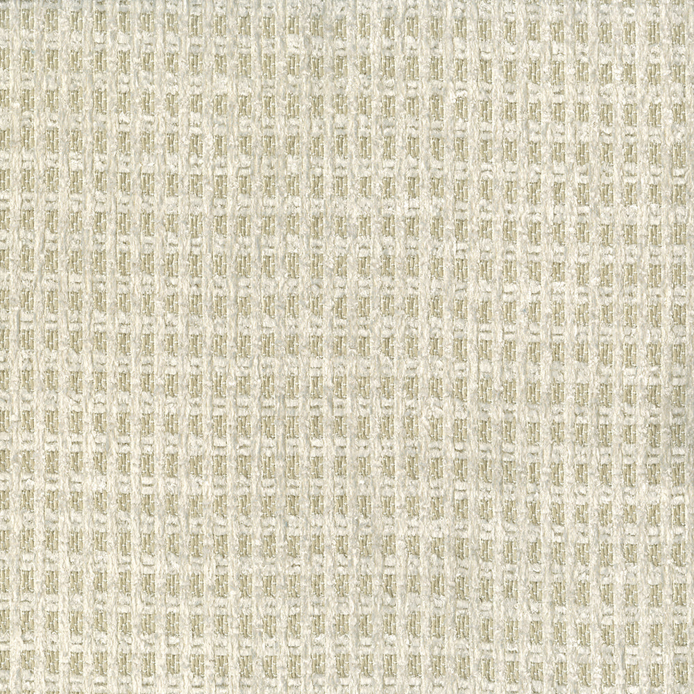 Beige woven fabric with a subtle grid-like waffle texture; linen-style upholstery for cushions or curtains.