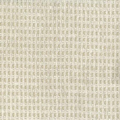 Beige woven fabric with a subtle grid-like waffle texture; linen-style upholstery for cushions or curtains.