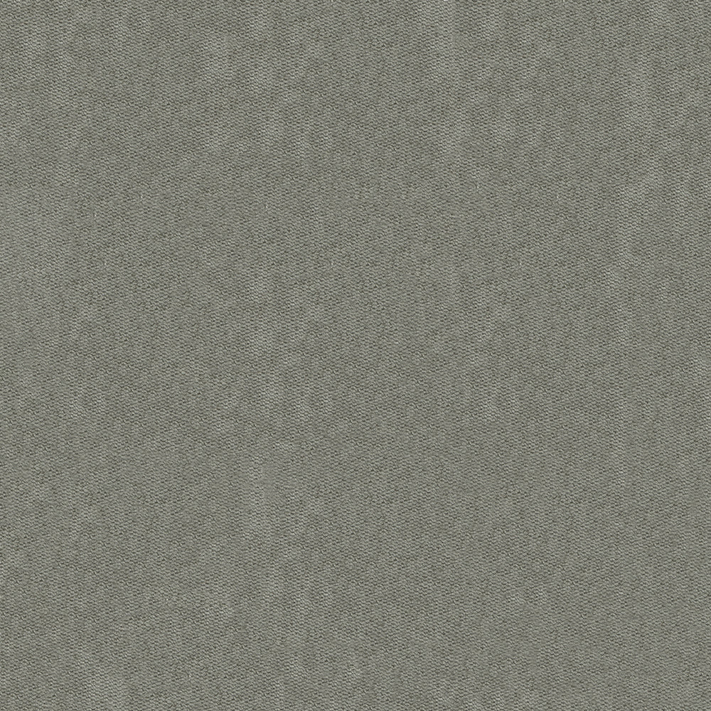 Close-up of pewter-gray upholstery fabric with a fine textured weave.