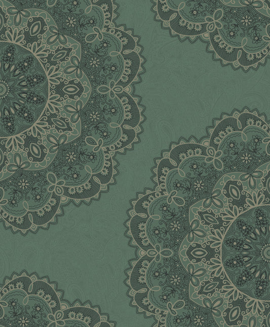 Etten Studios  Lace Medallion Geometric Transitional Sea Green, Beige, , Ebony   - 2010904