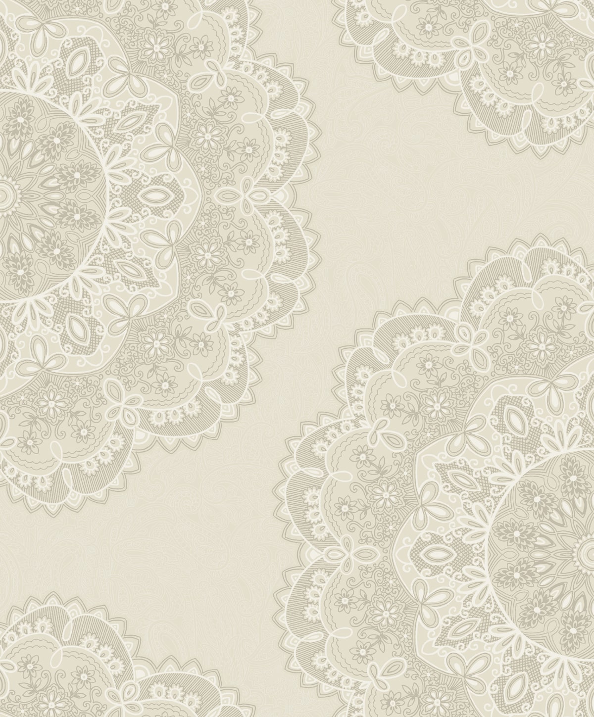 Etten Studios  Lace Medallion Geometric Transitional Cream, Silver, , White   - 2010905