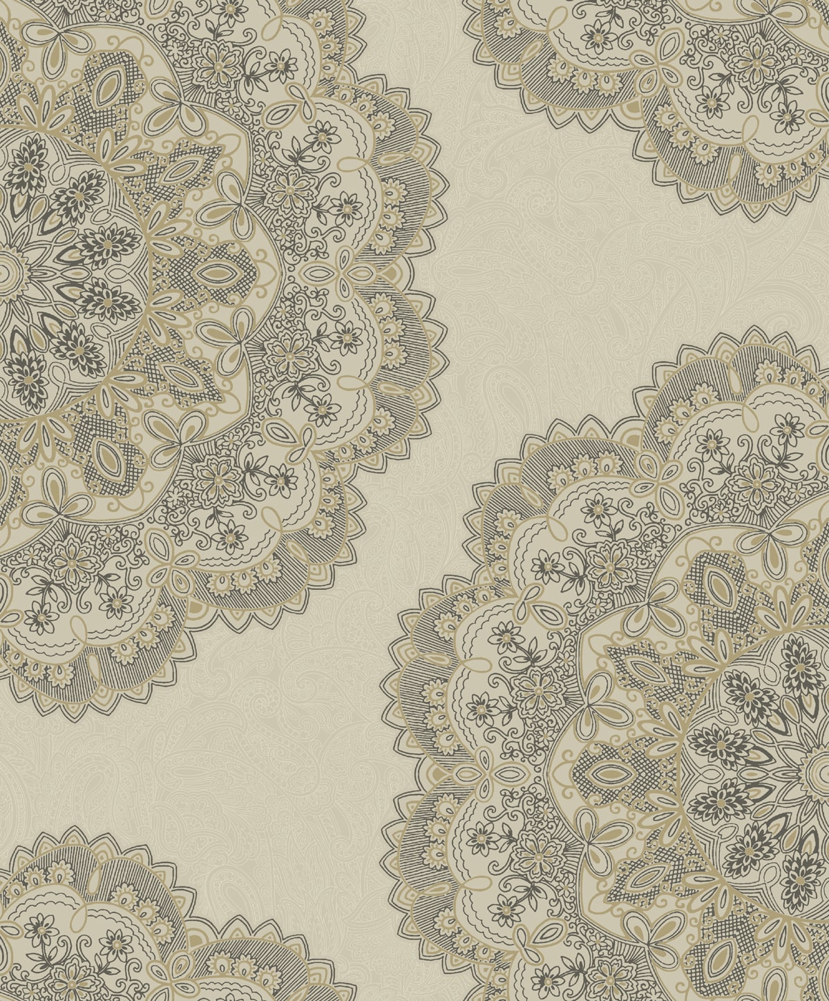 Etten Studios  Lace Medallion Geometric Transitional Gold , Charcoal   - 2010906