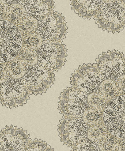 Etten Studios  Lace Medallion Geometric Transitional Gold , Charcoal   - 2010906