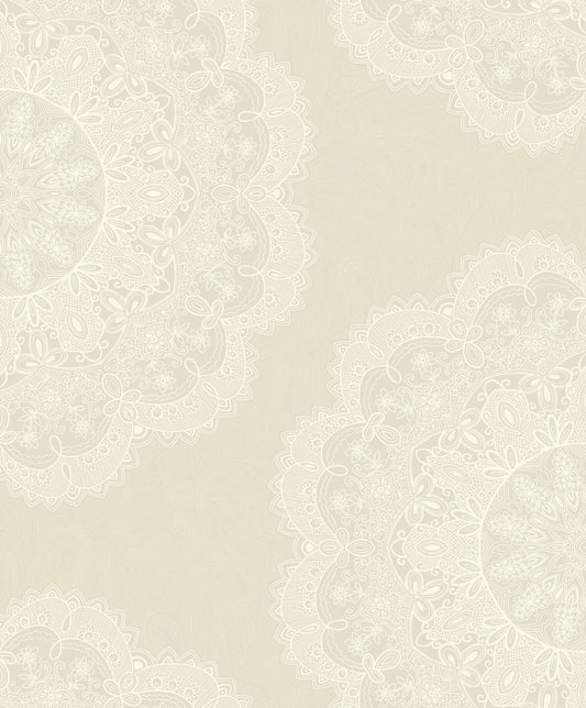 Etten Studios  Lace Medallion Geometric Transitional Pearl , Off-White   - 2010907