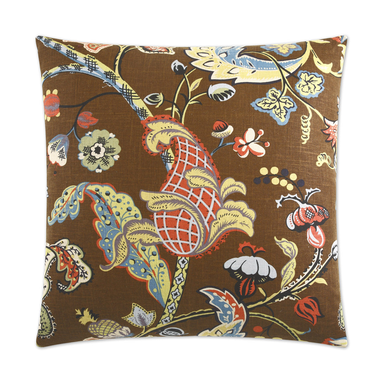 D.V. KAP HOME   24" x 24" Wilmington Pillow - Chocolate Floral    - 2011-C-2424