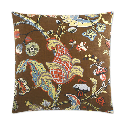 D.V. KAP HOME   24" x 24" Wilmington Pillow - Chocolate Floral    - 2011-C-2424