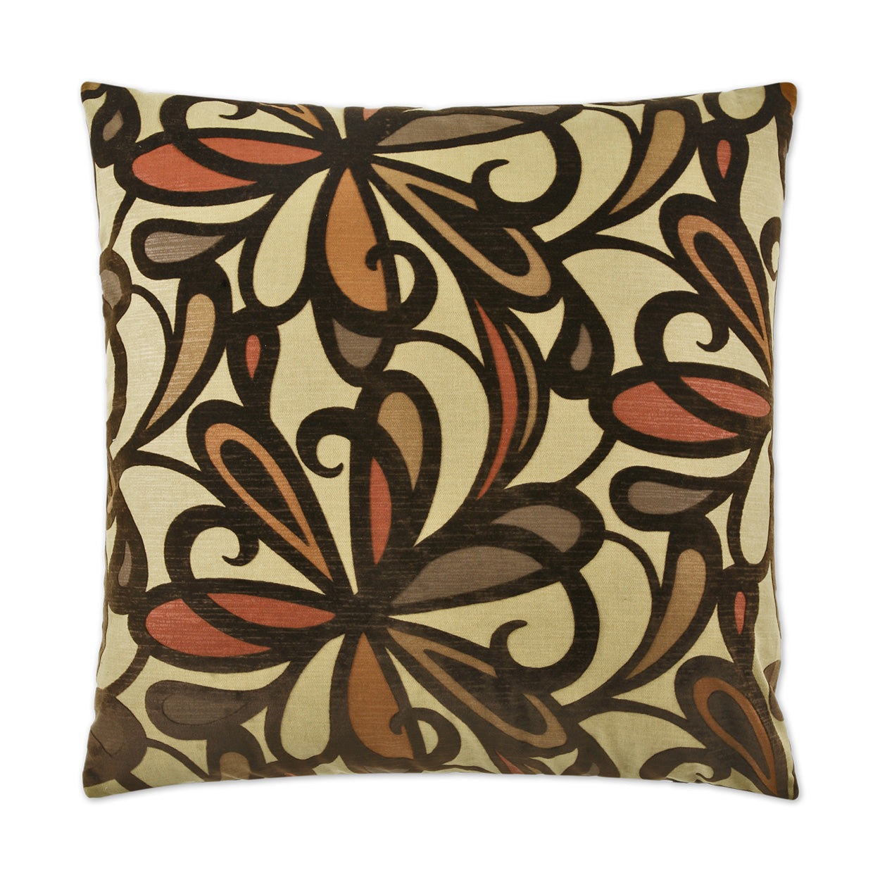 D.V. KAP HOME   24" x 24" Fanfare Pillow - Burgundy Floral    - 2014-B-2424