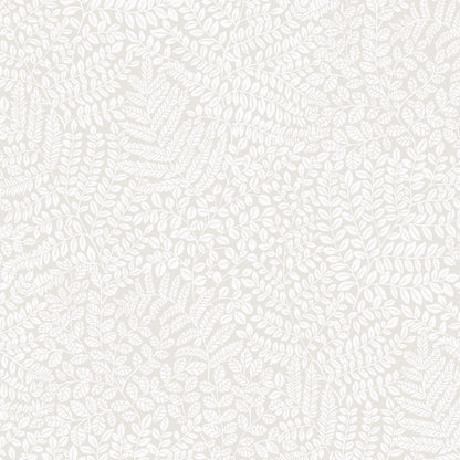 Ivory fern leaf pattern on a warm beige background; botanical wallpaper style.
