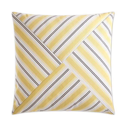 D.V. KAP HOME   24" x 24" Ottoman Stripe Pillow - Yellow Farmhouse, Traditional    - 2020-Y-2424