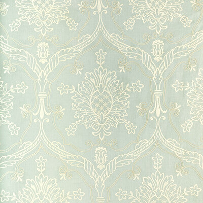 LEE JOFA EMBROIDERY DAMASK SPA,WHITE,TEAL   - 2022110.13.0