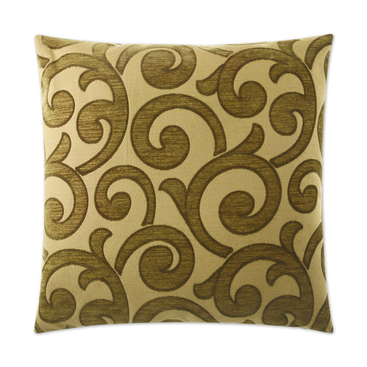 D.V. KAP HOME   24" x 24" Key Pillow - Olive Traditional    - 2023-O-2424